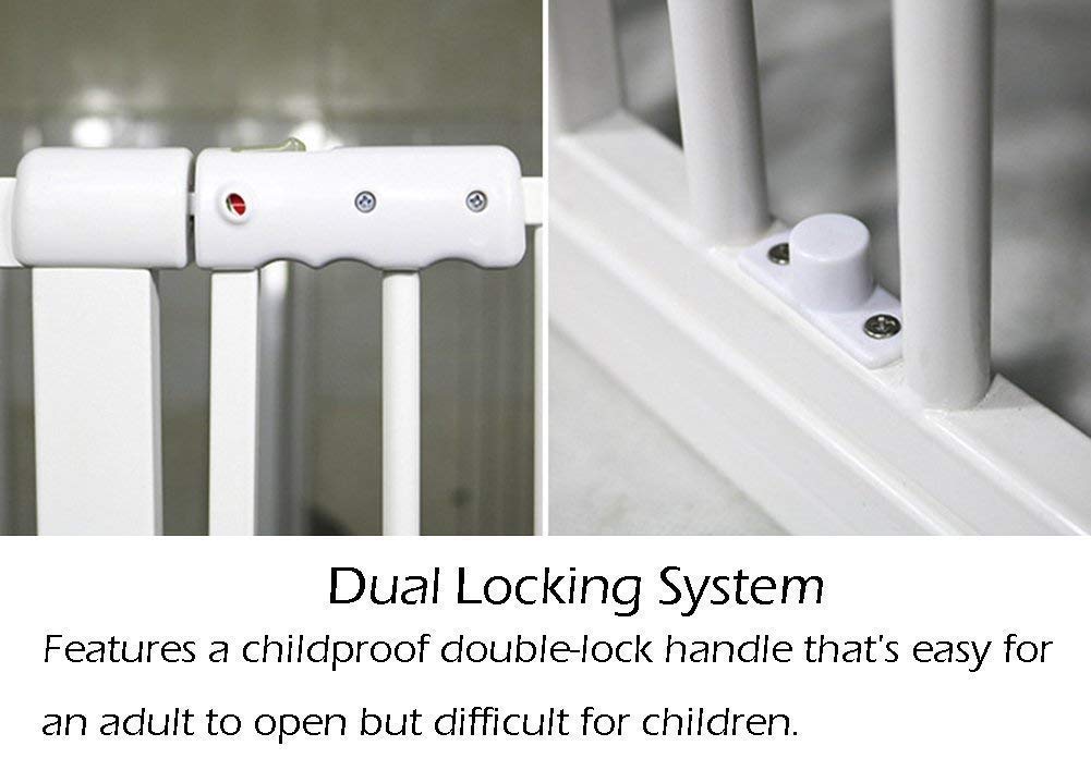 Box per Animali Domestici Cancelletti Di Sicurezza Chiusura Automatica Porta per Bambini con Montaio a Pressione ， Metallo Bianco per Cancelli Di Sicurezza Porte per Corridoi Cancello per Scale Cancel