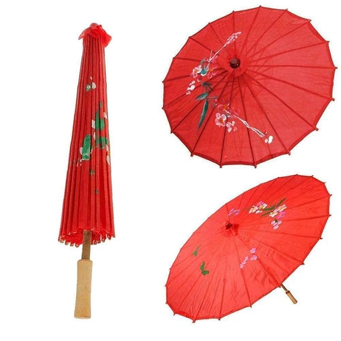 kosweem Dresses Japanese Kimono Accessoreys for Girls, Japenese Fan & Umbrella, International Costume Theme Stage Show Competition(Red) Color May Vary,Assorted Color-picture-12