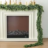 MIZII Christmas Garlands 6FT Thick Artificial Pine Garland Real Touch Green Faux Pines Vine Greenery Garland Christmas Decorations for Xmas Fireplace Mantle Home Decor Indoor Outdoor (Pine 6FT)