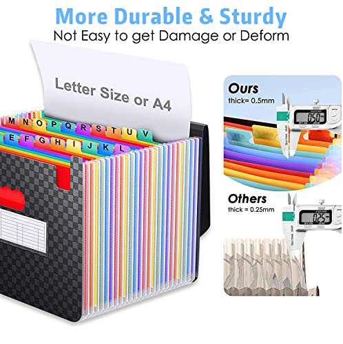 24 Pockets Expandable Accordion File Organizer, Expanding File Folders, Portable Rainbow Plastic Filing Box with Colored Labels for School Work Family Project Office Personal Docum image 6