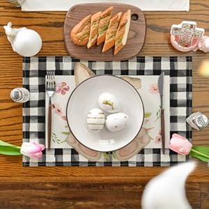 Artoid Mode Buffalo Plaid Bunny Ear Foot Flower Easter Placemats Set of 4, 12x18 Inch Seasonal Spring Table Mats for Party Kitchen Dining Decoration Artoid Mode Buffalo Plaid Bunny Ear Foot Flower Easter Placemats Set of 4 12×18 Inch Seasonal Spring Table Mats for Party Kitchen Dining Decoration
