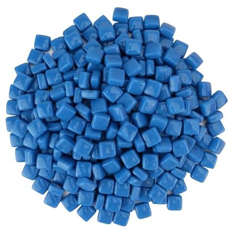 Samjobroad Square Glass Mosaic Tiles for Crafts, 10x10mm Mosaic Pieces, 300g (160 Pieces), Glass Tiles for Home Decoration and Art Craft Projects – Blue Cover