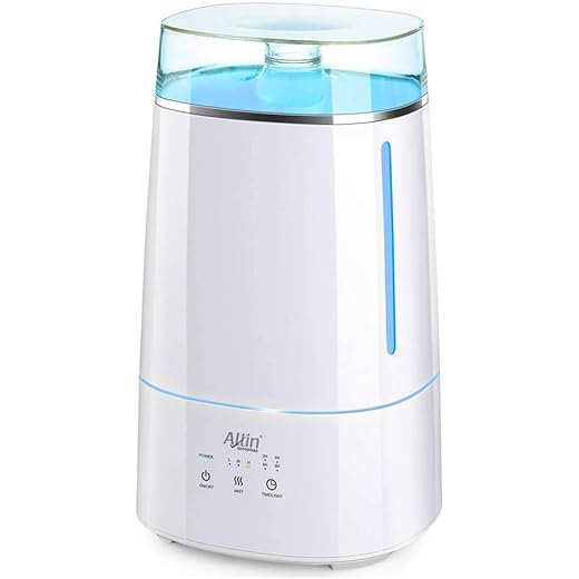 Allin Exporters LH-2028 Ultrasonic Cool Mist Humidifier with Touch Screen, Night Light, Essential Oil Tray, Top Fill, for Cold & Cough, Baby Bedroom, Home & Office, 3.5L, White