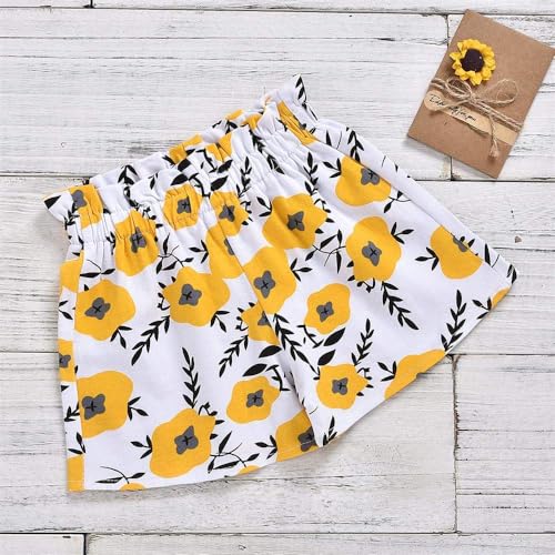 Image of Hipea Toddler Girl Outfits Floral Tops Sleeveless Tank Tops Shorts Headband Summer Clothes Set