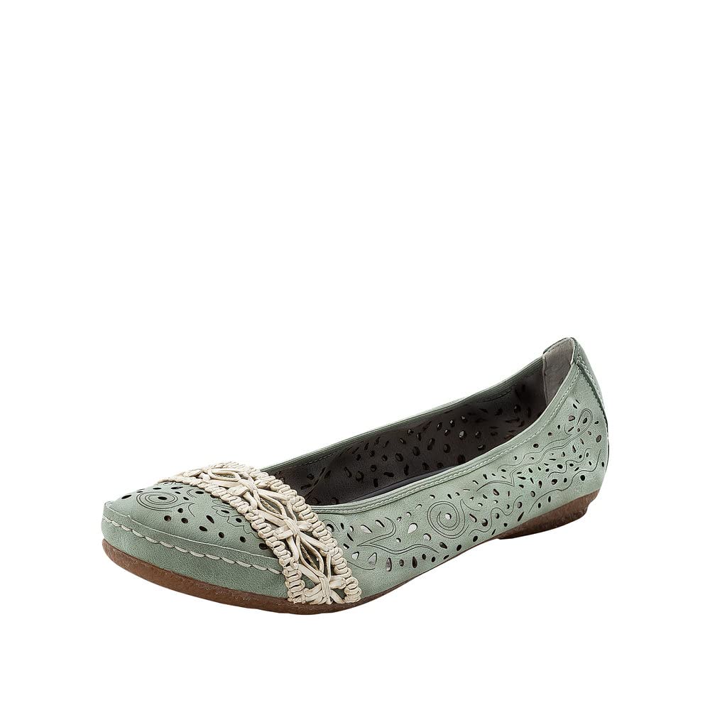 Rieker Women's 41466 Ballet Flats, Green 52, 6.5 UK
