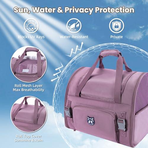 Lollimeow Expandable Cat Carrier Backpack for Large Cats - Airline Approved Pet Carrier Backpack for Small Dogs, Hiking & Travel, Waterproof with Breathable Mesh, 14lbs Capacity (Plum, Standard) - Image 4