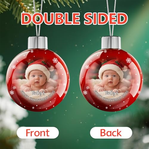 Image of Personalized Babys First Christmas Ornament 2025 Girl Boy - Custom Christmas Balls, Xmas Newborn Gifts Keepsake Babys 1st Year Ornaments, Elegant Christmas Decor for New Parents