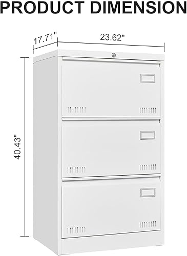 Miniatura 2 de Archivador de metal con 3 cajones con cerradura para oficina en casa, archivador seguro con cerradura para archivos legalescartaA4, diseño