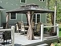 Domi Outdoor Living 12’ x 16’ Hardtop Gazebo, Outdoor Aluminum Frame Canopy with Polycarbonate Double Roof, Outdoor Permanent Metal Pavilion with Curtains and Netting for Patio, Backyard and Lawn