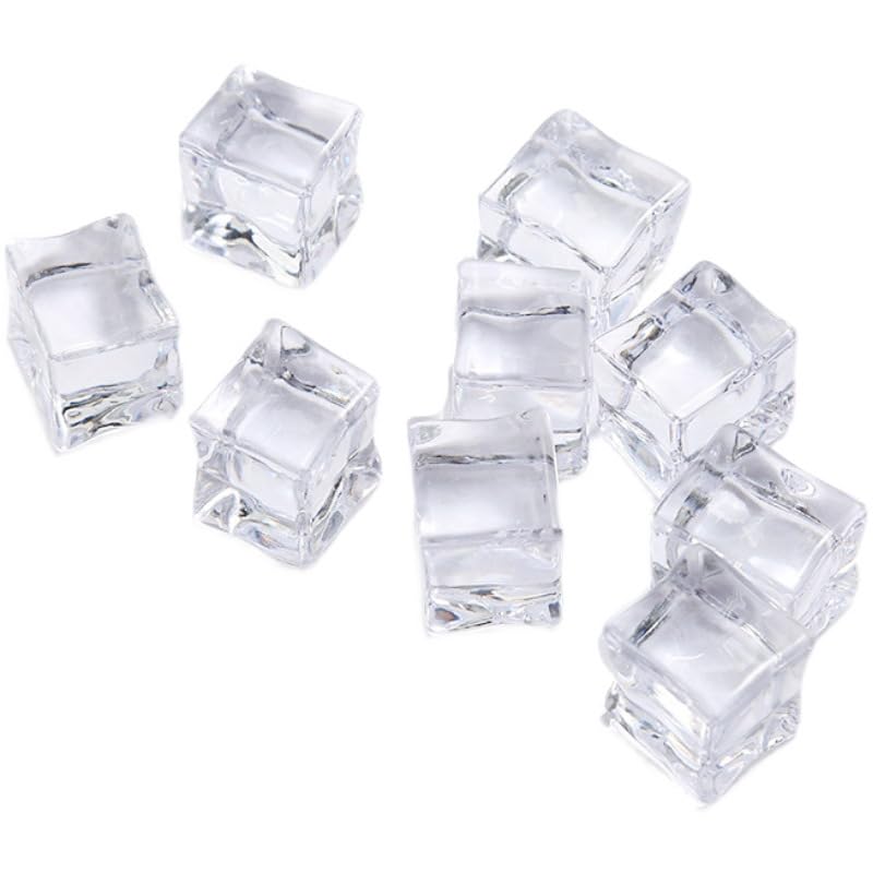 zalati Artificial Ice Cubes 50pcs Acrylic Reusable Faux Ice Cubes High Clear for Props Photography Bar Ice Cream Shop Decoration - 15mm