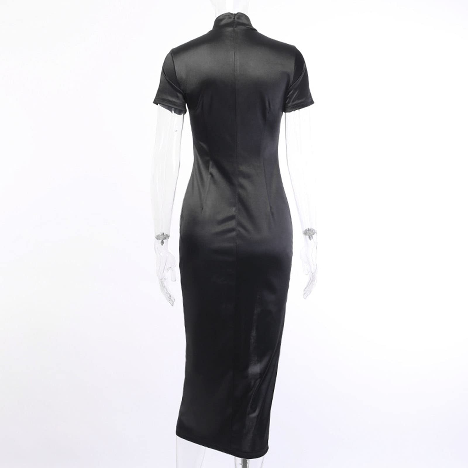 Cheongsam Kleider für Damen Schwarz Gothic Kleid Vintage Slim Kleidung Kurze Ärmel langes Chinesisch Elegante Kleider Asiatischer Stil Drachenmuster Kleid Erhältlich für Mottopartys, Bälle