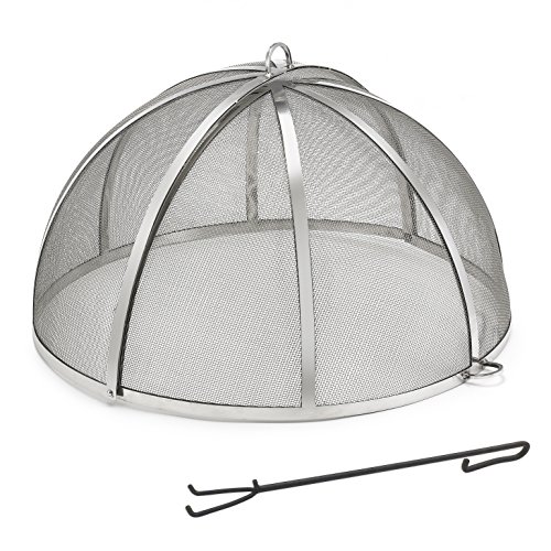 Good Directions Heavy Duty Fire Pit Spark Screen with Lifter, Stainless Steel, Hinged for Easy Access, 29 Inch Diameter