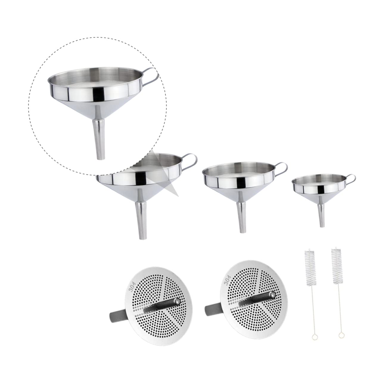Juego de Embudo de Cocina de Acero Inoxidable Mango Lateral y Filtro Desmontable para Transporte Rápido y Preciso de Líquidos Hogar