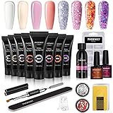 Kit Gel de Extensión de Uñas Phoenixy 8 Colores Kit Uñas de Gel con Capa Top y Base Uñas Postizas Kit manucure para Principiantes Regalos Decoración de Uñas