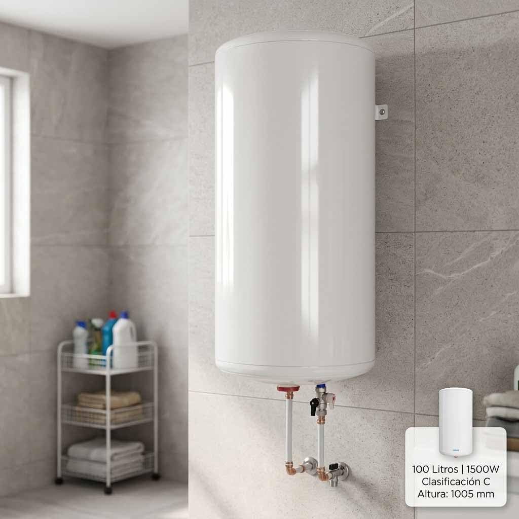 Suinga Termo Eléctrico | 50 Litros | Diseño Redondo Color Blanco | Calentador de Agua de Alta Eficiencia | Suministro de Agua Caliente para el Hogar | Compacto y Resistente