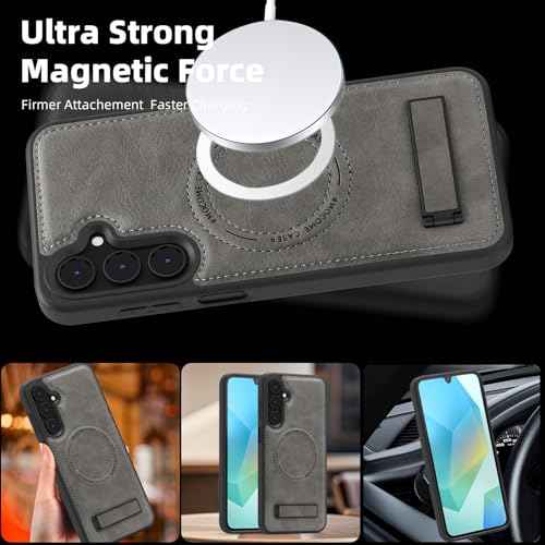 Image of Lunivop for Samsung Galaxy A16 5G Phone Case 6.7 inch PU Leather Gray