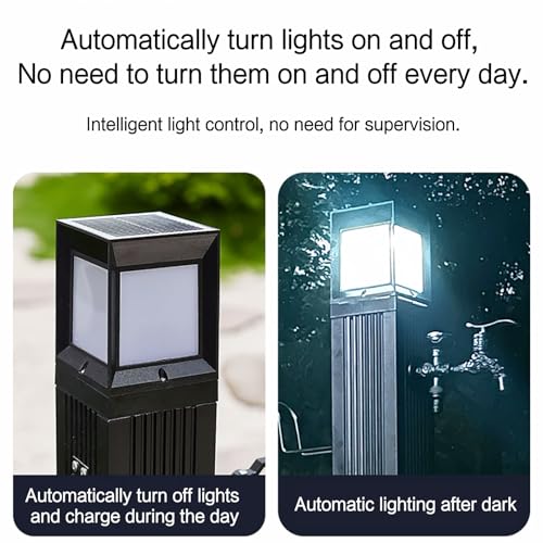 XBTGS Rubinetto a colonna d'acqua da giardino quadrato verticale per esterni, fontana ad energia solare, illuminata, idrante resistente all'inverno, per decorazioni paesaggistiche e gas, rubinetto a