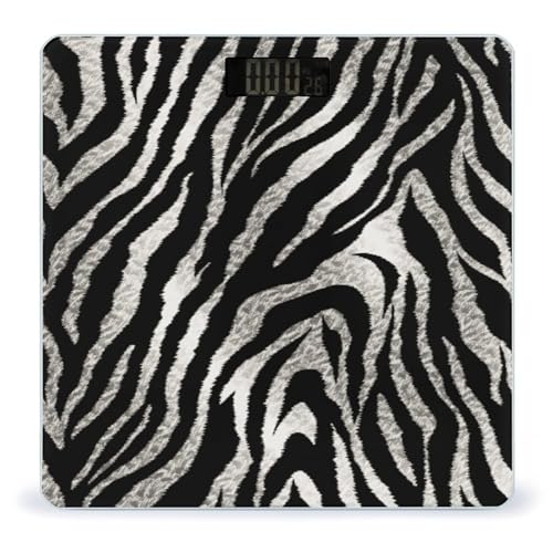 Báscula digital para baño con diseño cebra en blanco y negro miniatura 1