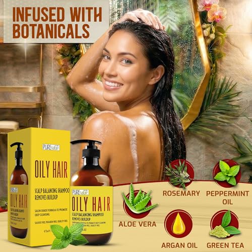 Image of Oily Hair Shampoo - Sulfate Free Buildup Remover for Itchy Scalps - Deep Cleanse Shampoo for Dandruff and Flake Treatment for Men and Women - Paraben Free, Salon Professional Formula - 16 Fl Oz