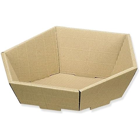 Geschenkkorb, Präsentkorb aus Wellpappe, 6-eckig, Natur, 23 x 19,5 x 10,5 cm, 25 Stück Cover