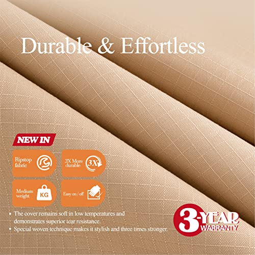 Wj-X3 Rectangle Patio Furniture Cover Beige, Heavy Duty Outdoor Table Cover Anti-Fading thumb #2