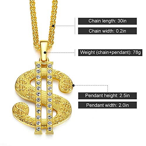 Gold Chain for Men with Dollar Sign Pendant Necklace3