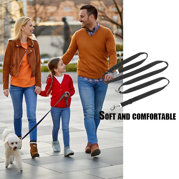 Dog Leads for Large Dogs Black Dog Leads for Medium Dogs Strong Double Ended Lead with Reflective Design Heavy Duty No Pull Training Leash for Medium to Large Puppy Walks Easy to Use - Image 4