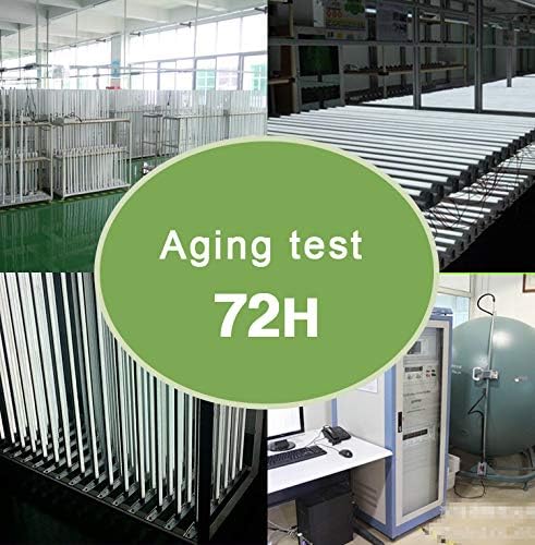 LIGHEART LED bulbs undergoing a 72-hour aging test in a factory setting.