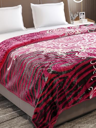Image of Monte Carlo Unisex Roman Plus Double Bed No Reversible 1 Ply 550 GSM | 3 KG Heavy Winter Blanket (160 X 220) (220 X 240) (Red White)