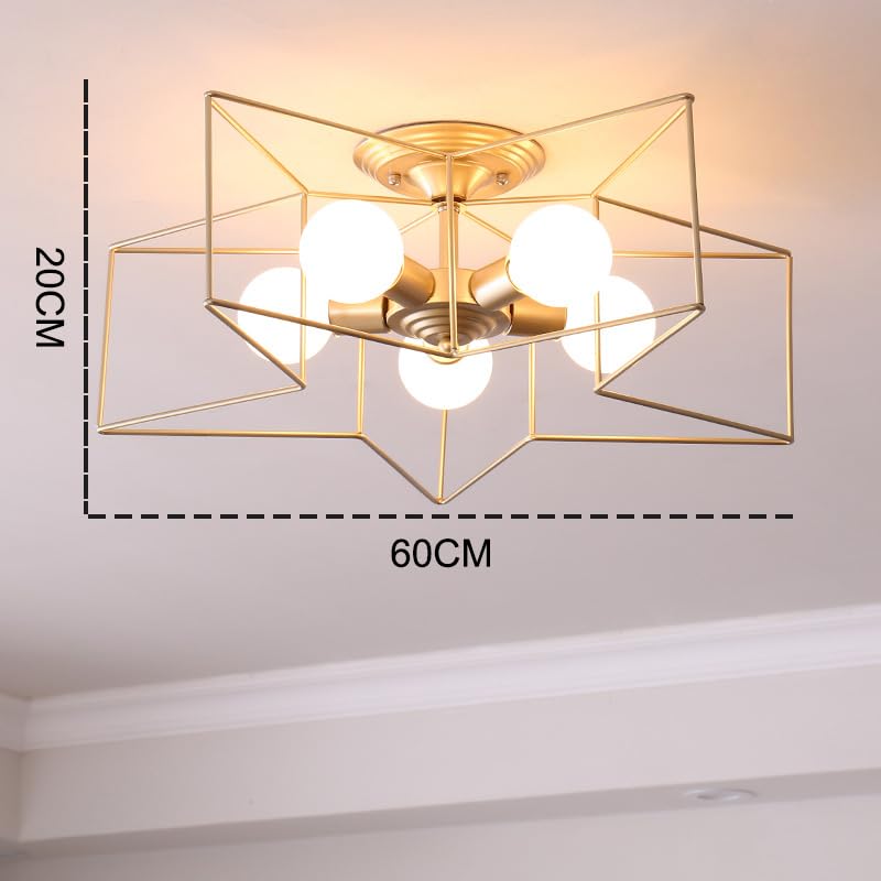 Plafonnier industrielle étoile dorée E27 pour chambre d'enfant - 4