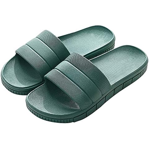 Unisex Slippers for Women/Men Non-Slip Ultralight Flat Soft Sandals Soft House Flip Flop for Indoor Home Garden Bathroom Poolside, Army Green, 8/8.5 UK Cover