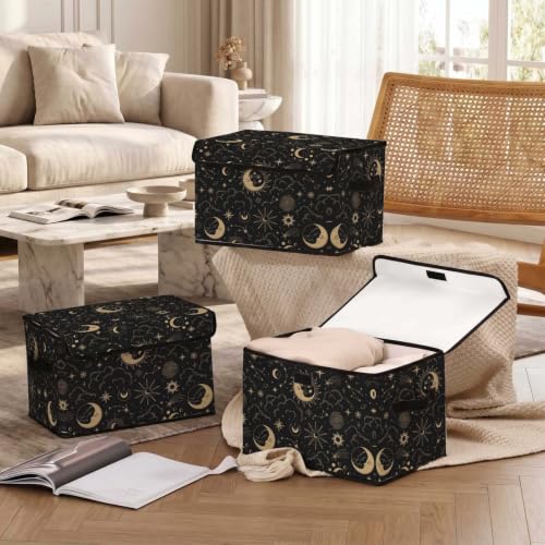 Image of Fabric Storage Bins with Lids,Under Bed Storage Containers 3Pack | Stackable Clothes Storage Bins with Lids,Closet Organizers Fabric Box for Home and Office,Blanket Clothes Organizers