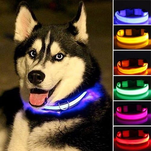 Cachorro Perro Gato Seguridad Nocturna Luz LED Luminosa Luz Ajustable Collar para Mascotas Rosa L