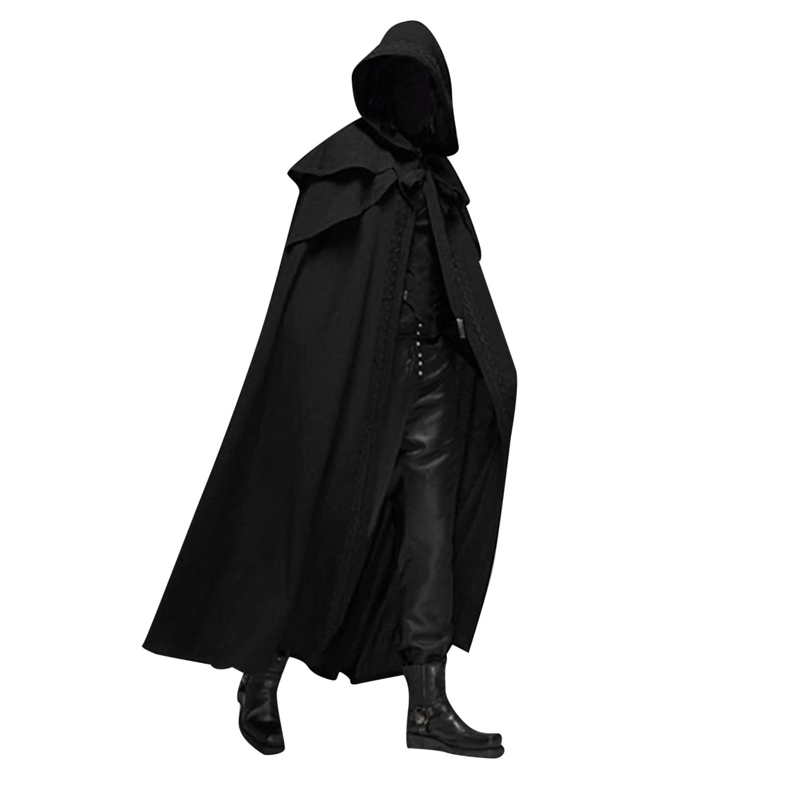 Cape Sorcier Longue Cape à Capuche EONPOW Adulte | Costume Magicien Halloween Cosplay Gothique Costume Noir Halloween
