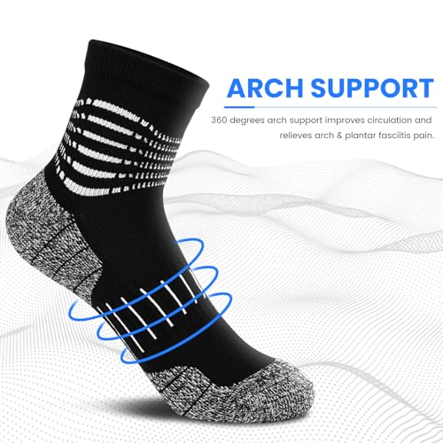 Image of IRAMY Ankle Compression Socks for Women Men Plantar Fasciitis Relief 3 /5 Pairs Cushioned Athletic Running Socks