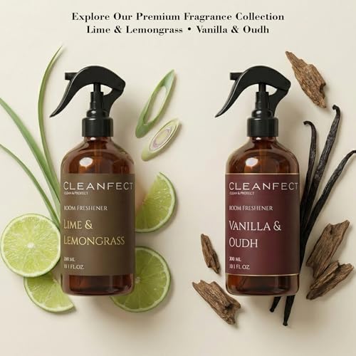 Image of Lime & Lemongrass Room Spray 300ml - Luxury Air Freshener with Natural Oils, Long Lasting Home Fragrance, Odor Neutralizer for Bathroom, Bedroom, Living Room & Office