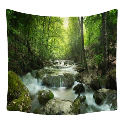 Tapiz decorativo para pared Lurrose, fondo de bosque y cascada de terileno 3D