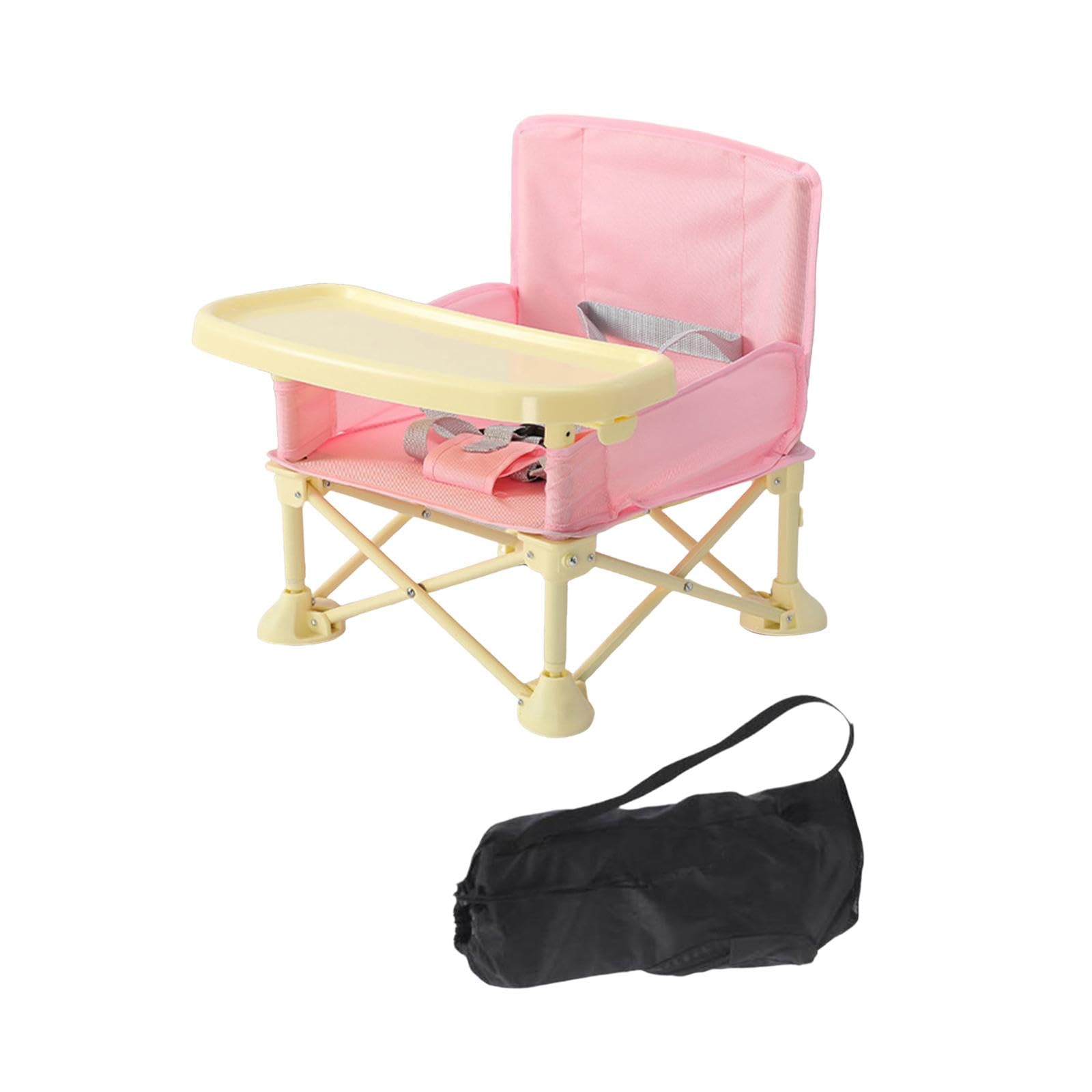 Colcolo Baby Seat Booster Toddlers Dining Seat Removable Tray with Travel Bag Portable Baby Camping Chair with Tray for Children Toddlers Infants, High Carbon Steel Bracket, Pink — image 1