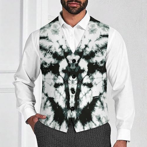 Black Gray Color Tie Dye Men's Suit Vest Slim Fit V-Ncek Waistcoat Business Casual Vest2