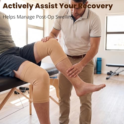 Image of TOFLY Knee Sleeves 20-30mmHg Compression Brace for Joint ACL MCL Arthritis | Lightweight Breathable Fabric, Wear Under Pants, For Men Women, 1 Pair Support For Arthritis, ACL, MCL, Sports Recovery