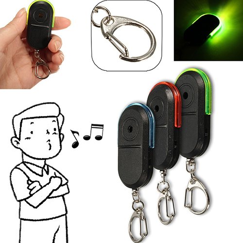 shlutesoy Wireless Anti-Lost Alarm Key Finder Locator Whistle Sound LED Light Keychain Red