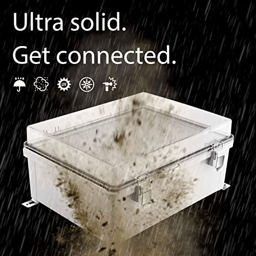 Image of Gratury Junction Box, IP67 Waterproof Plastic Enclosure for Electrical Project, Hinged Grey Cover, Includes Mounting Plate and Wall Bracket