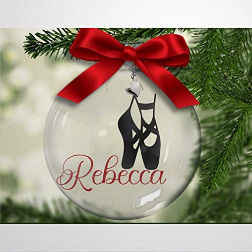DONL9BAUER Zapatos de ballet personalizados, bolas de Navidad, adornos para árbol de...