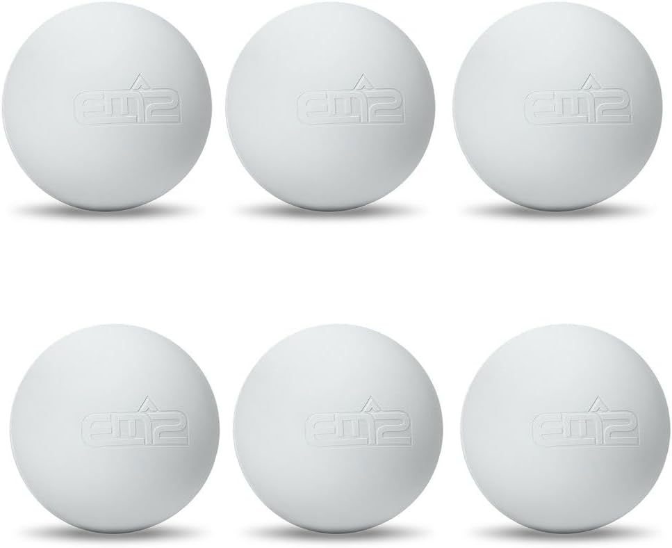 EM^2 EM2 Lacrosse Ball Set of 6 - Multi-Purpose Lacrosse Balls for Massage, Sport & Pet Play - Durable, Long Lasting and No Smell