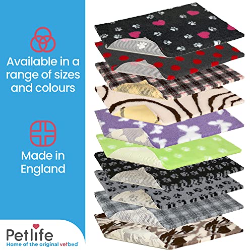 Vetbed Petlife Anti-Rutsch-Hundebett, mittelgroß, 100 cm x 75 cm, Grau/Schwarz/Weiß, Duo Paw – maschinenwaschbar, warmes Hunde- und Welpenbett – Kistenmatte für Welpe – antiallergene Katzen- und