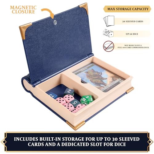 Image of MTG Commander EDH Command Zone /Tray for Magic The Gathering -with Damage, Cast & Life Counters. Storage for Dice & Card Tokens Inside (This is Not A Commander Deck Box!) - MTG Accessories Gift (Blue)