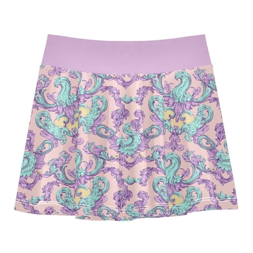 Girls Skorts High Waist Athletic Skirts with Shorts Rococo Style Stretchy Teens Performance Tennis
