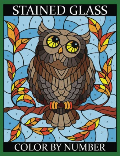 Stained Glass Color By Number: Simple and Easy Colour By Number Coloring Book for Adults Relaxation and Stress Relief (Large Print Coloring Book)