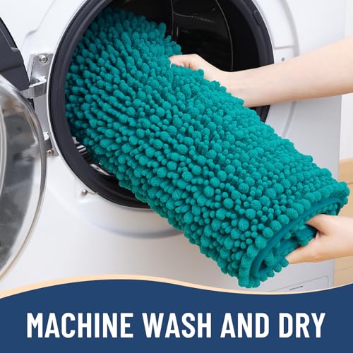 Image of Arotive Luxury Bathroom Rugs 30x20, Extra Soft Thick Absorbent Shaggy Chenille Bath Rugs, Machine Wash Dry, Bath Mats for Bathroom Floor, Tub and Shower, Home Decor Accessories, Lake Blue