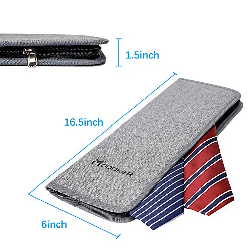 Modoker Mens Gift Tie Case for Travel Necktie Carrier Organizer Bag Storage Cufflinks and Suit Accessories, Grey